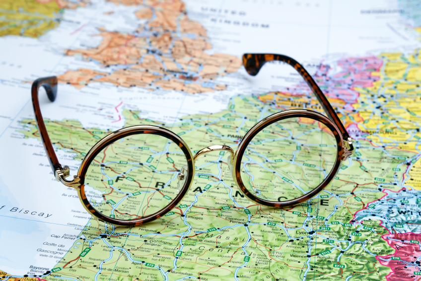Glasses on a map of France - iStock_000051966584_Small